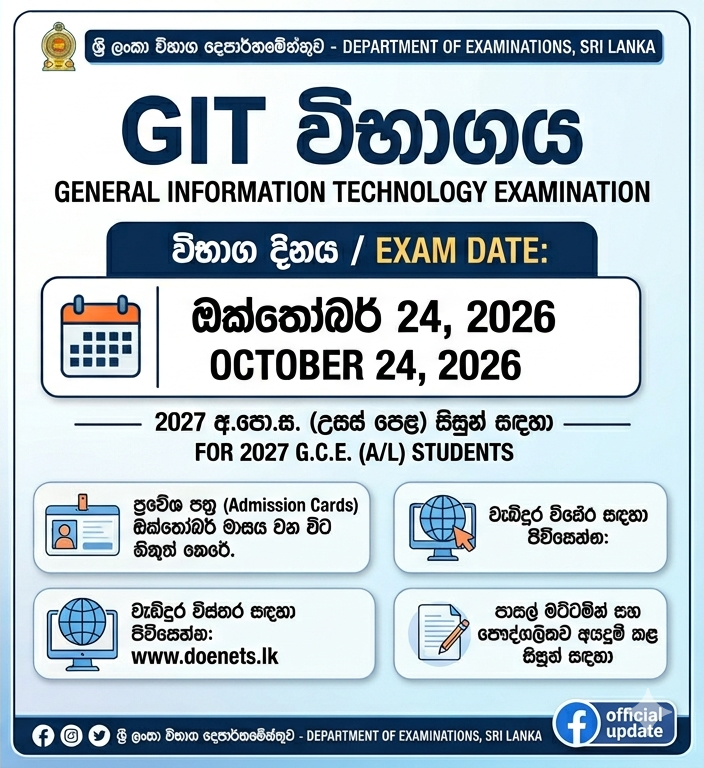 The GIT Exam 2027 date has been announced.