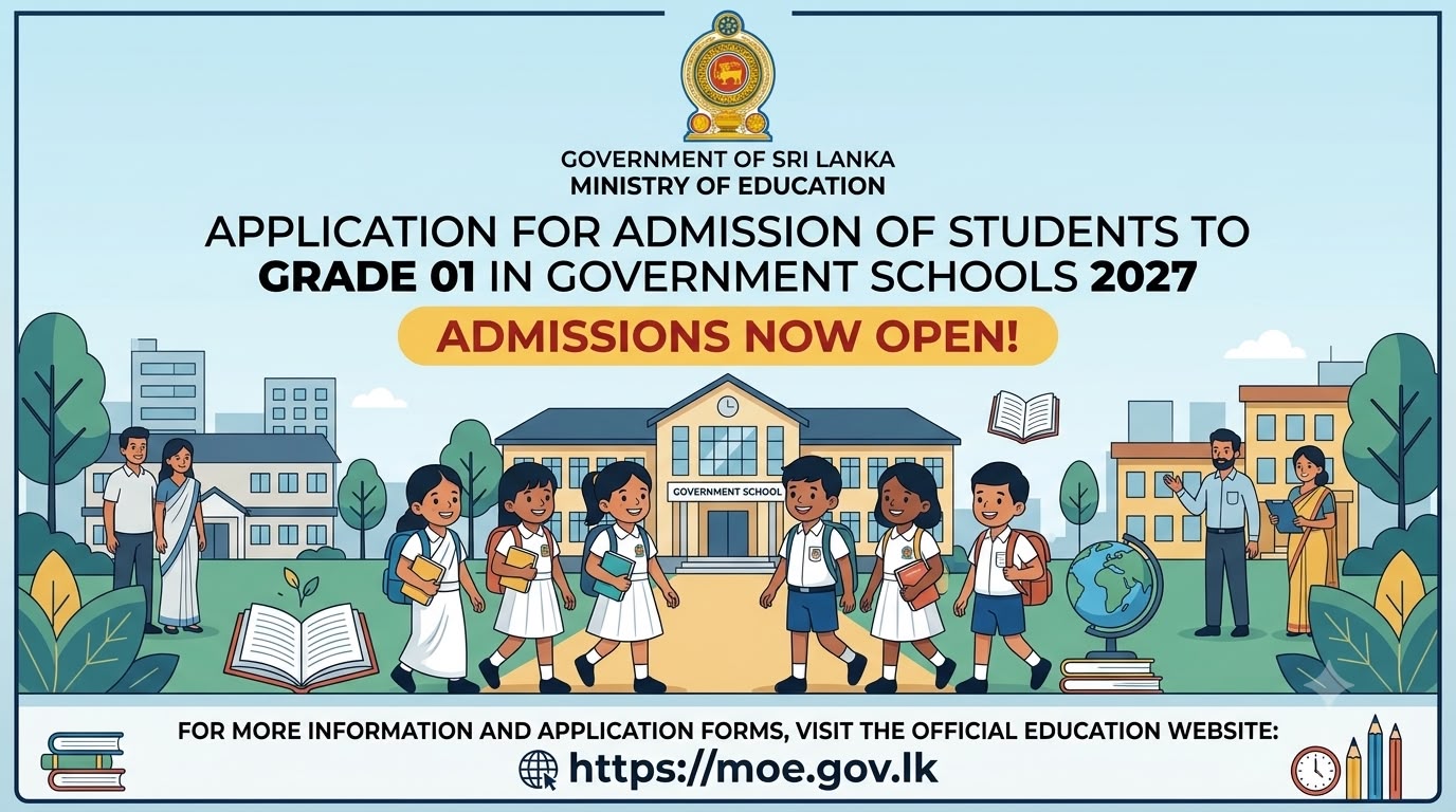 Application for Admission of Students to Grade 01 in Government Schools 2027