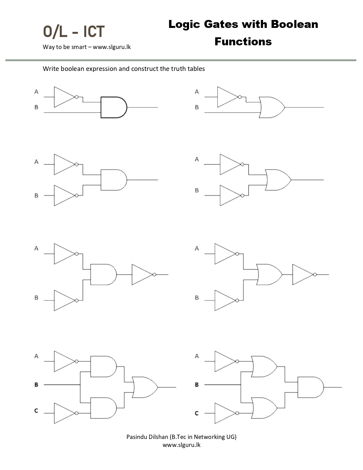 Logic Problem Ict Examples 04-Logic Gates with Boolean Grade 10 ICT - SLGURU.LK Notes